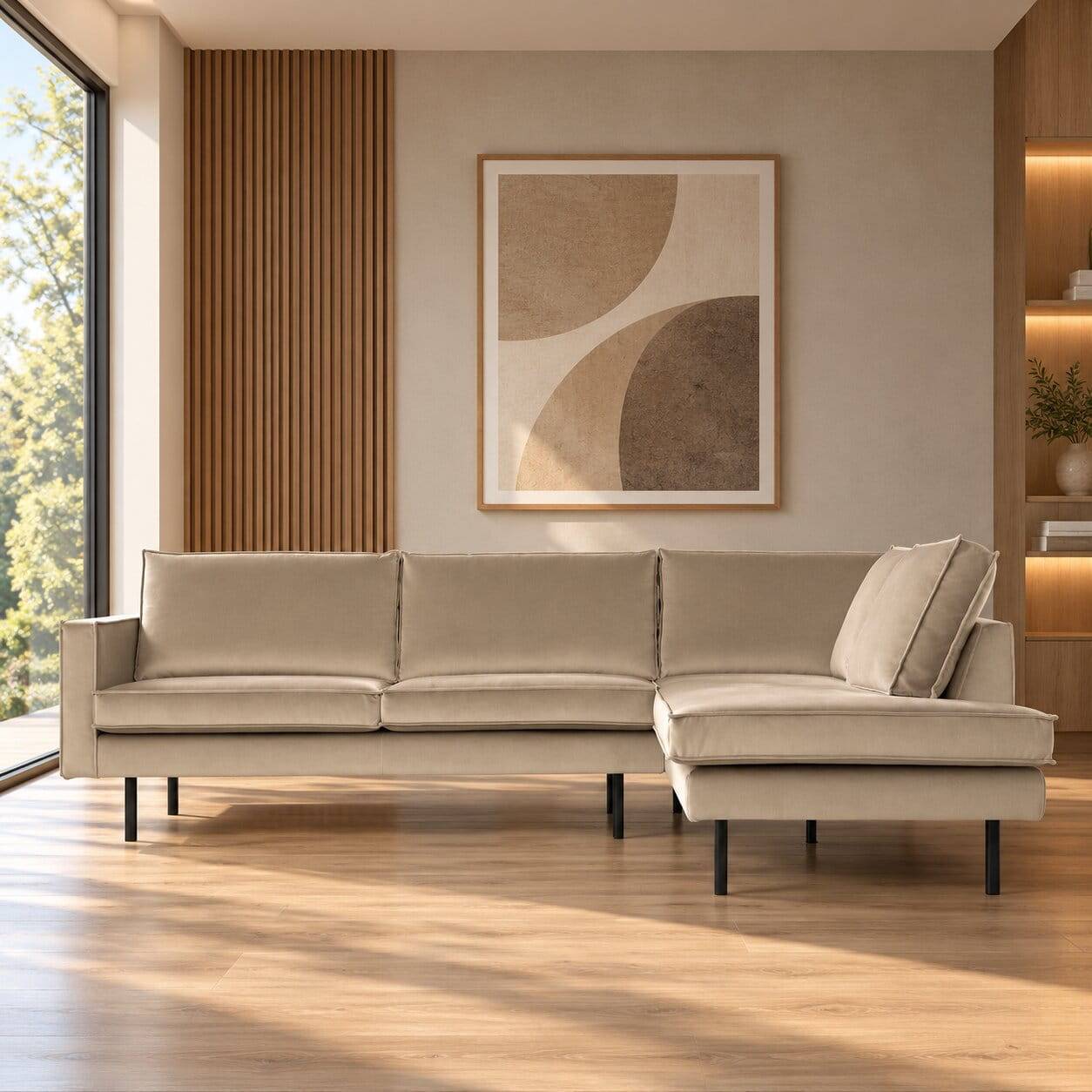Retro Design Couchecke in Khaki - Afeiro