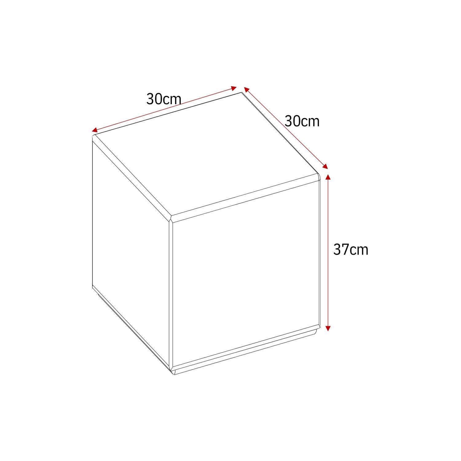 Cremefarbener quadratischer Beistelltisch mit Maßen 30x30x37cm – Carloletta