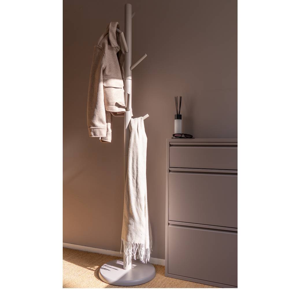 Standgarderobe aus Gummibaumholz in Taupe - Moore