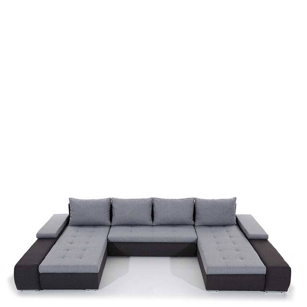 U-Form Wohnzimmercouch in Dunkelgrau und Schwarz - Grace