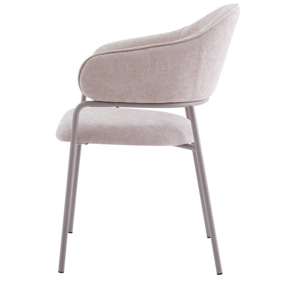 Moderner Stuhl in Taupe für Esszimmer, gepolsterte Sitzfläche und Rückenlehne – Borgionsa (2er Set)