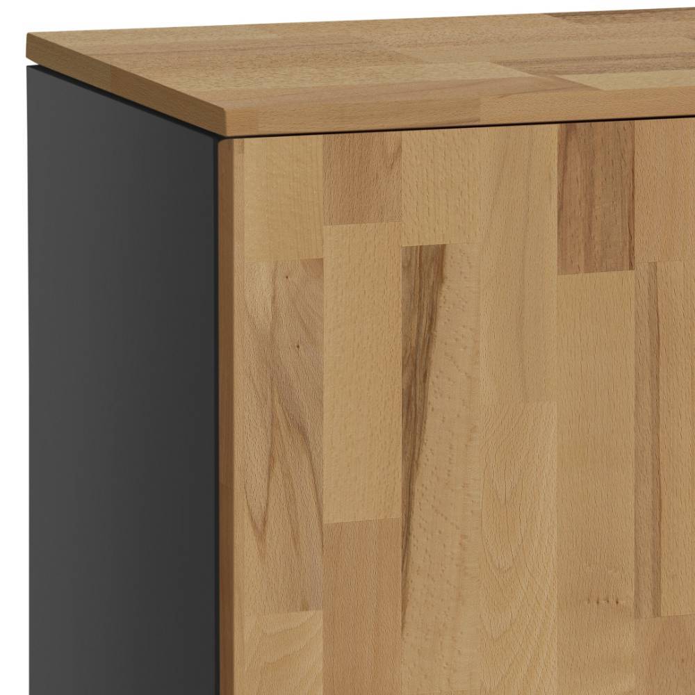 Kommode obere Ecke in Kernbuche und Anthrazit mit Massivholzplatte – Modernoa
