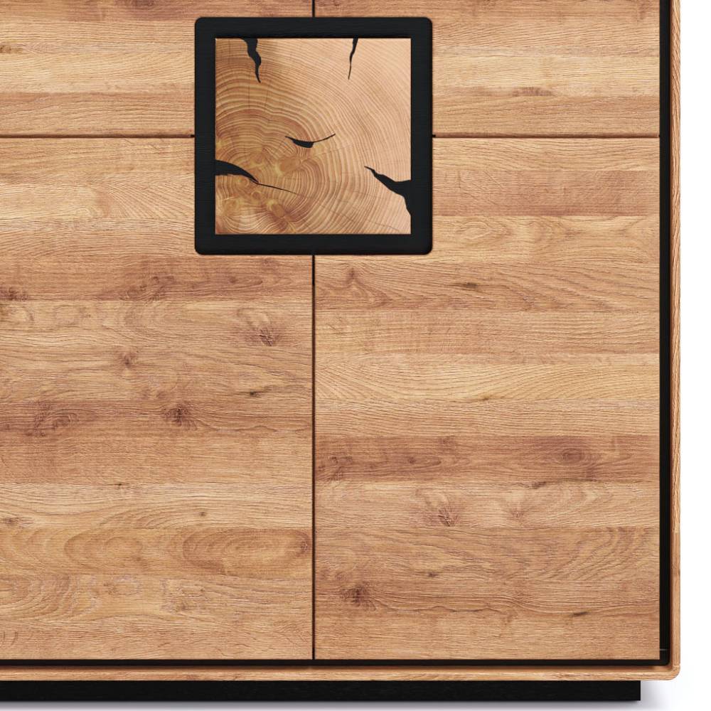 Highboard Vitrine aus Wildeiche Massivholz - Shipper