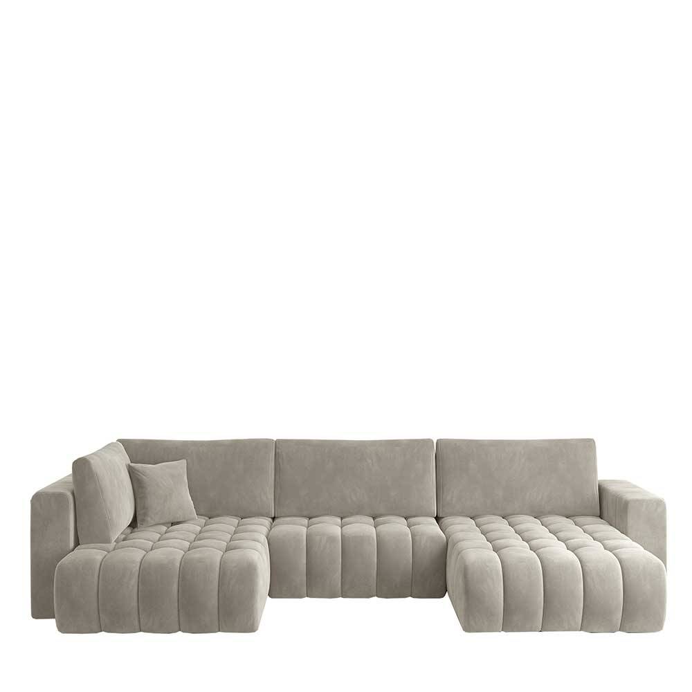 U-Design Wohnlandschaft in Beige - Bettfunktion - Luzian