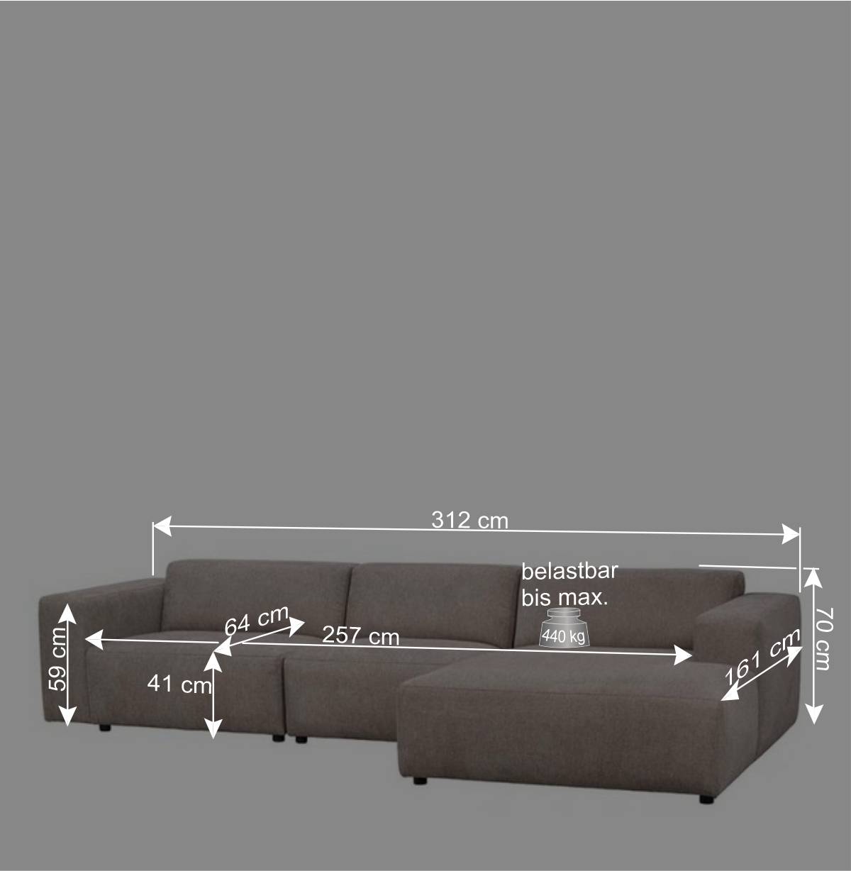 4-Sitzer Eckcouch in Beige Stoff - Adamantia
