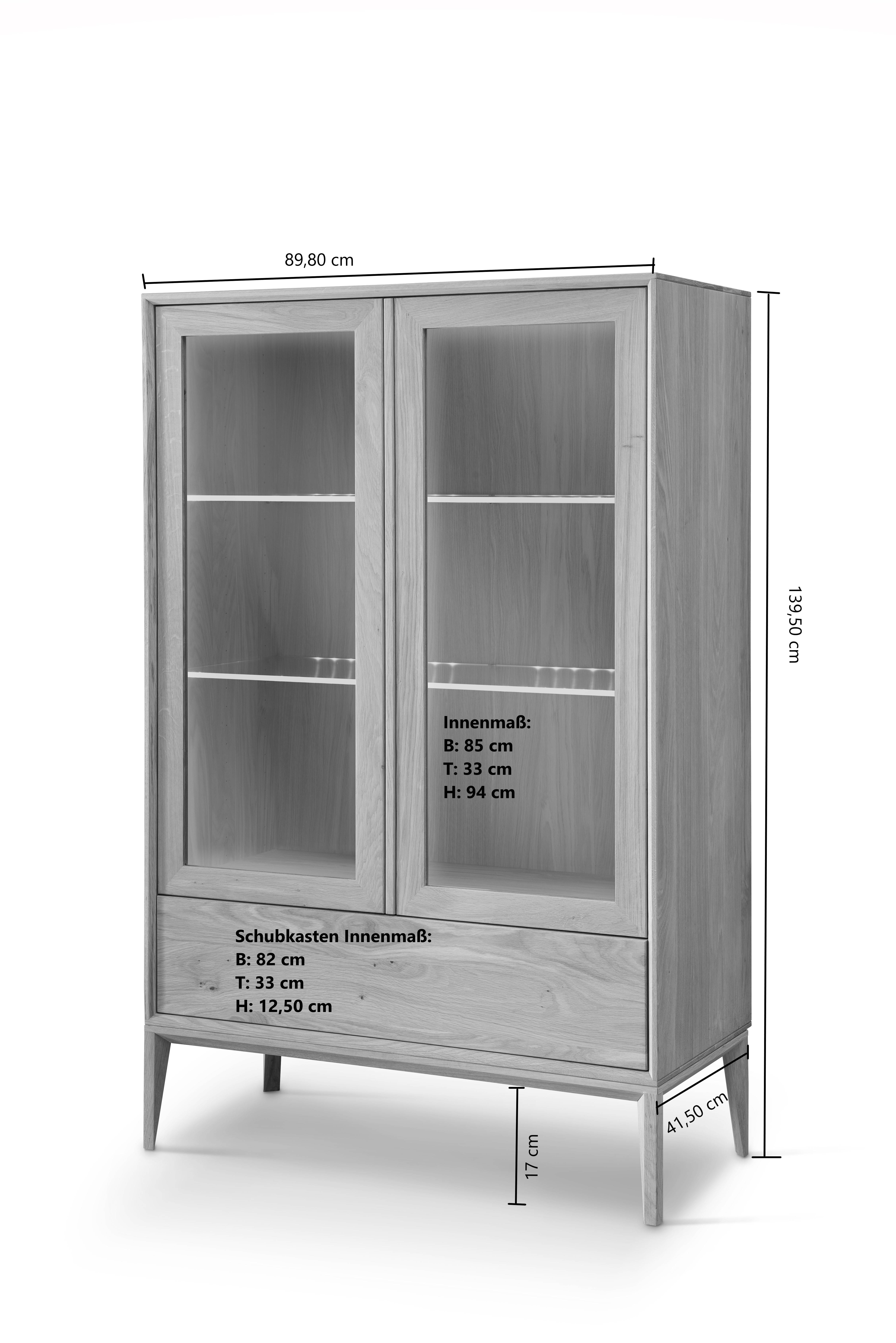 Eichenholz Highboard mit LED Beleuchtung - Lamia