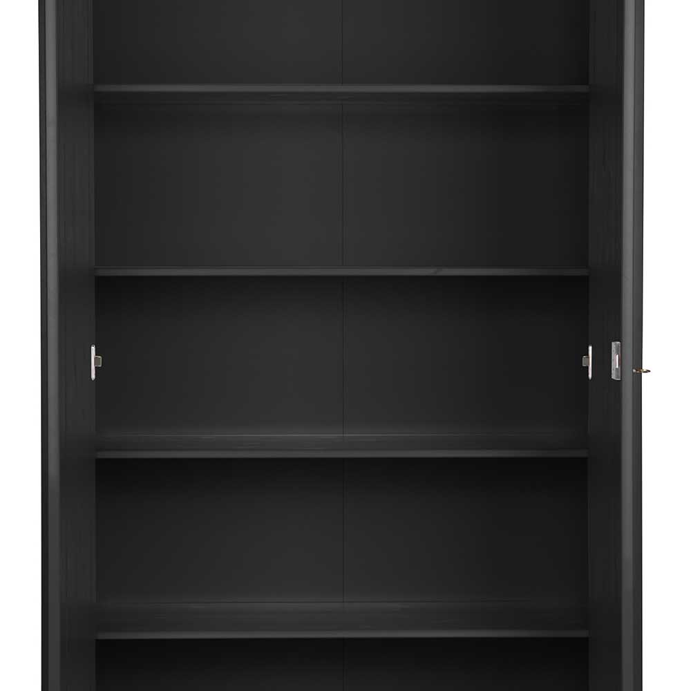 Kiefernholz Kleiderschrank in Schwarz - Zaotrado