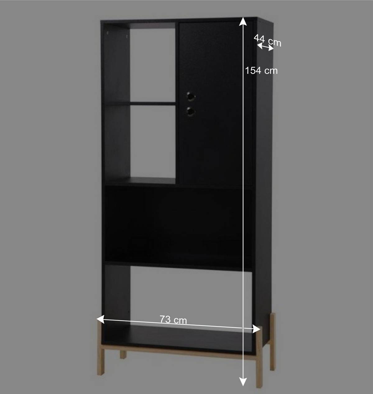 73x154x44 Regal in Schwarz & Pinie - Montpa