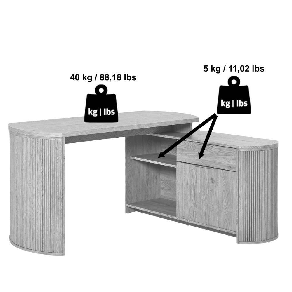 Schreibtisch mit Seitenregal in Walnuss Optik - Castalla