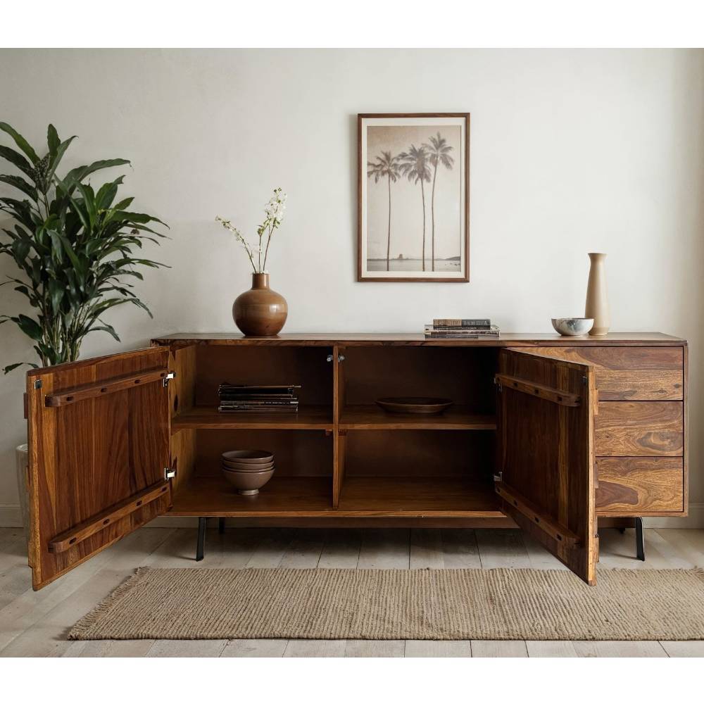 Design-Sideboard aus Sheesham Massivholz - Fancya