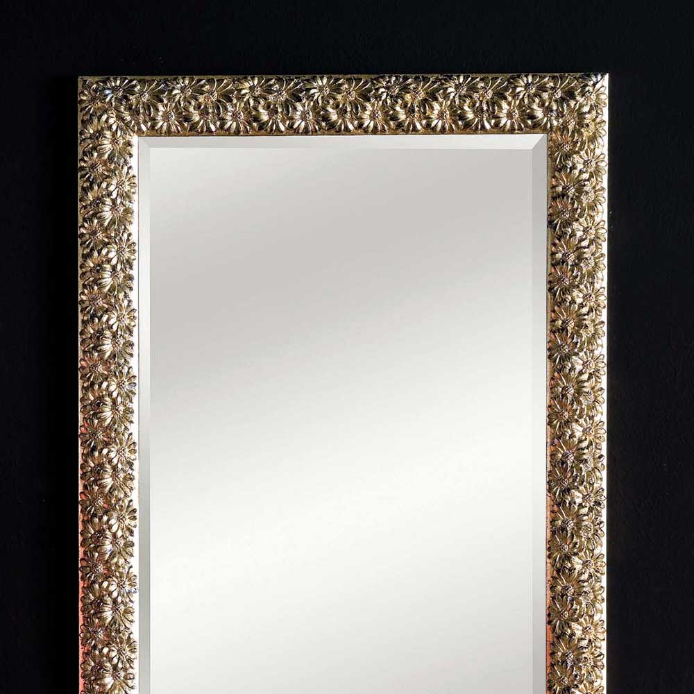 Spiegel mit silberfarbenem Rahmen Dentro Blumenmuster