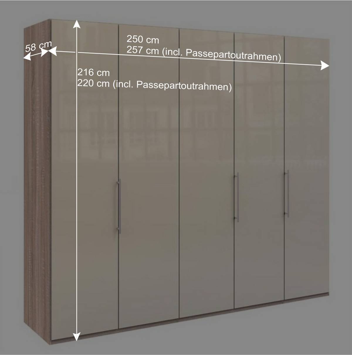 Breiter Falttüren-Schrank in Creme - Rativian