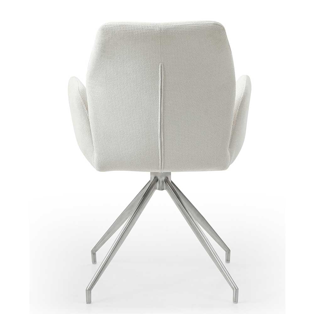 Design Armlehnstuhl in Creme & Edelstahl - Pegira
