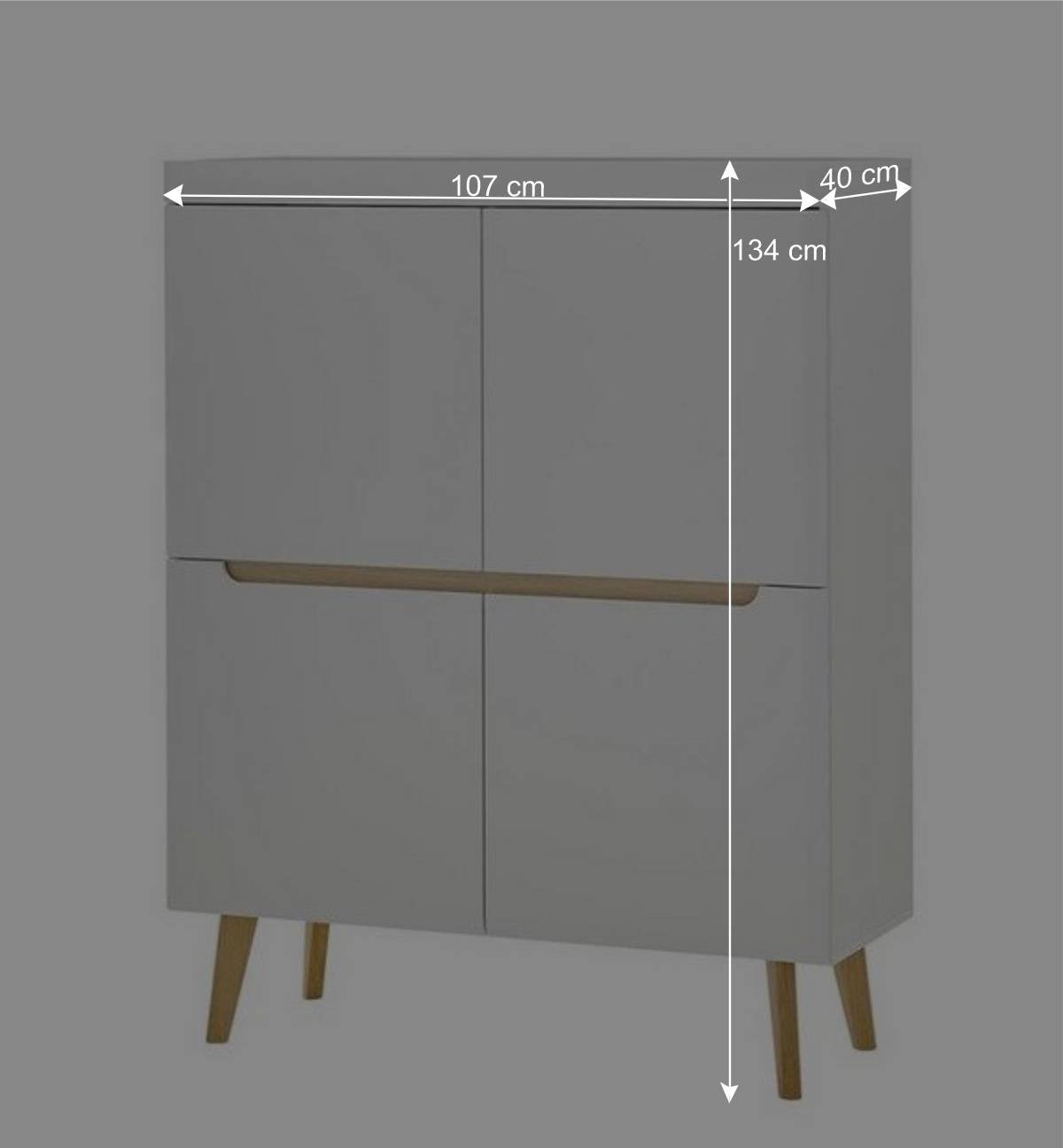 Skandi Design Highboard in Weiß und Eiche - Ginko
