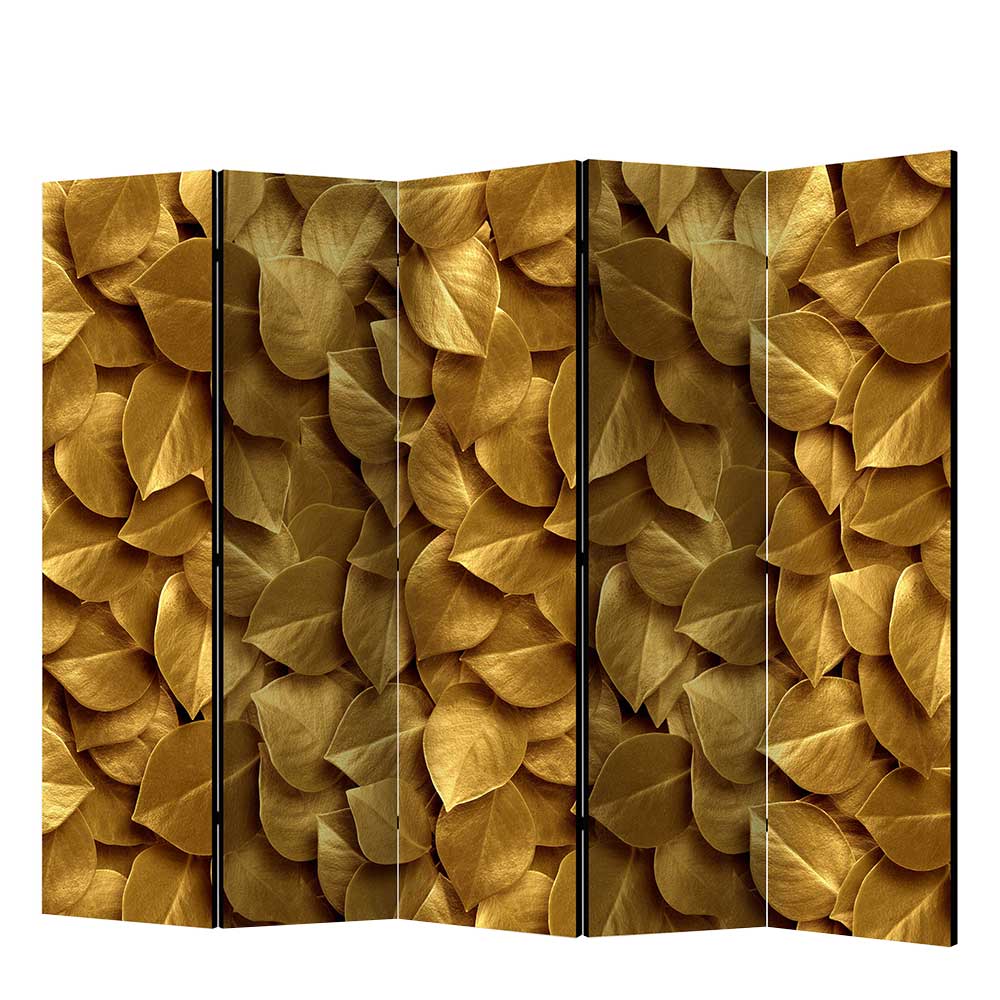 Fotoprint Trennwand mit Blättern in Goldfarben - Jimm