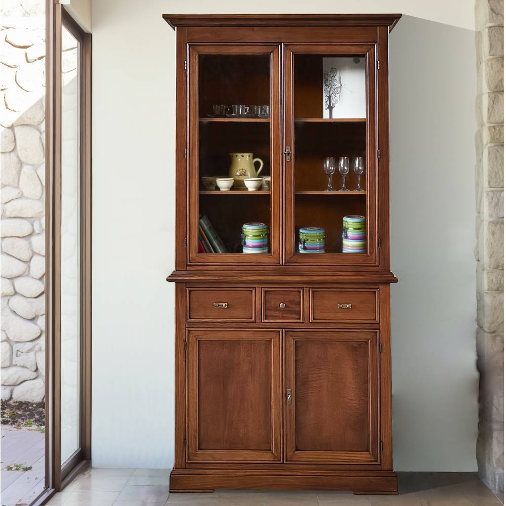 Vitrinenschrank in Walnussbraun Antik - Istefanio