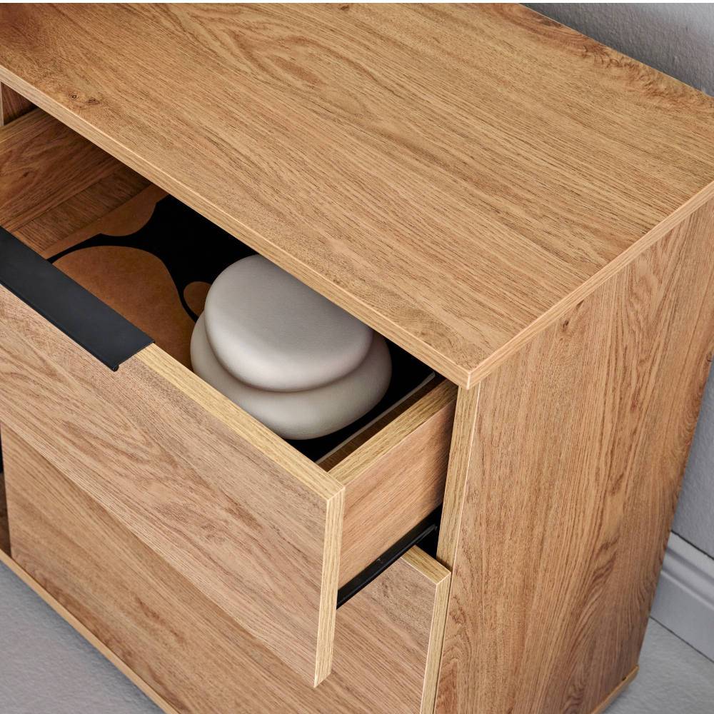 Schreibtisch mit Seitenschrank in Eiche Holzoptik - Embruna