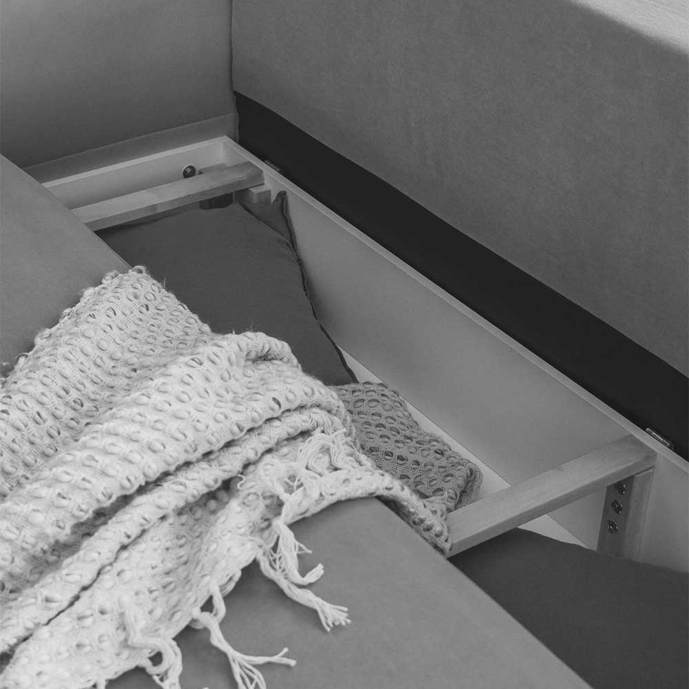 Velours Bettsofa in Hellgrau - Woodna
