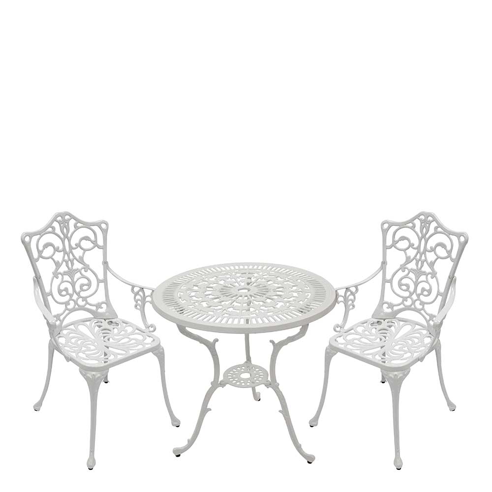 Weiße Gartenmöbel aus Metall Aluminium - Leano (dreiteilig)
