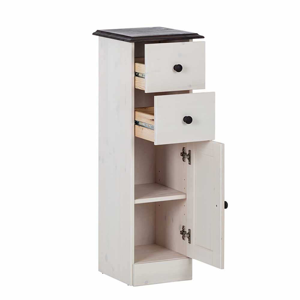 Badezimmer Schrank in Weiß mit Dunkelbraun - Malka