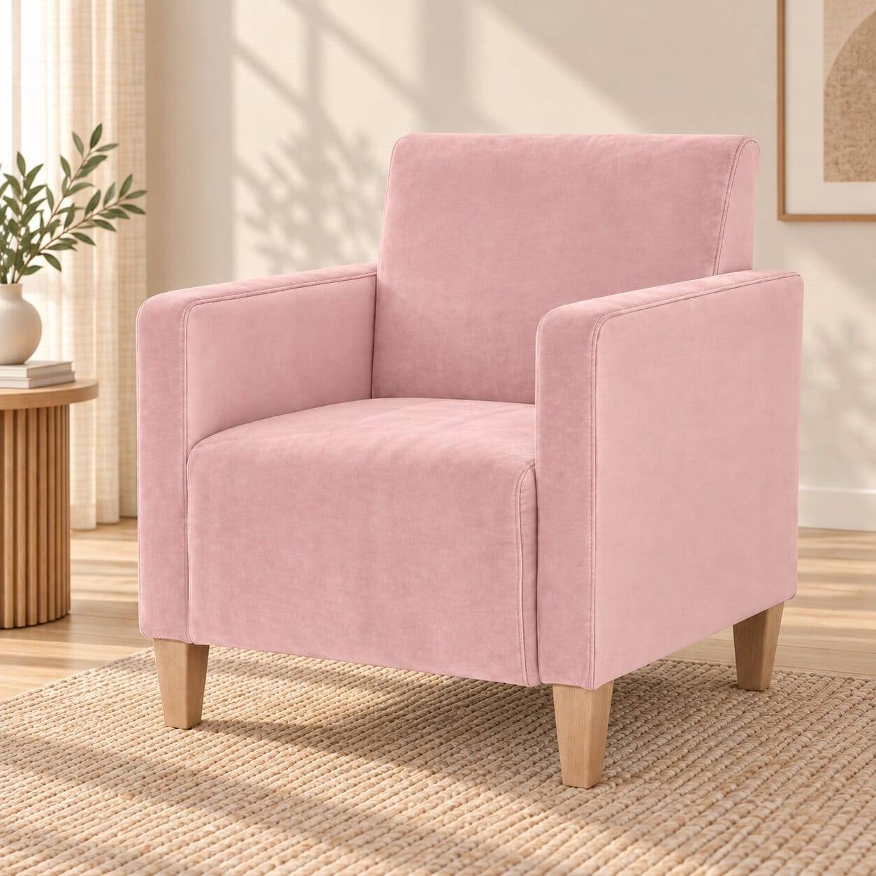 Wohnzimmer Einzelsessel in Rosa Samtvelours - Jamesson