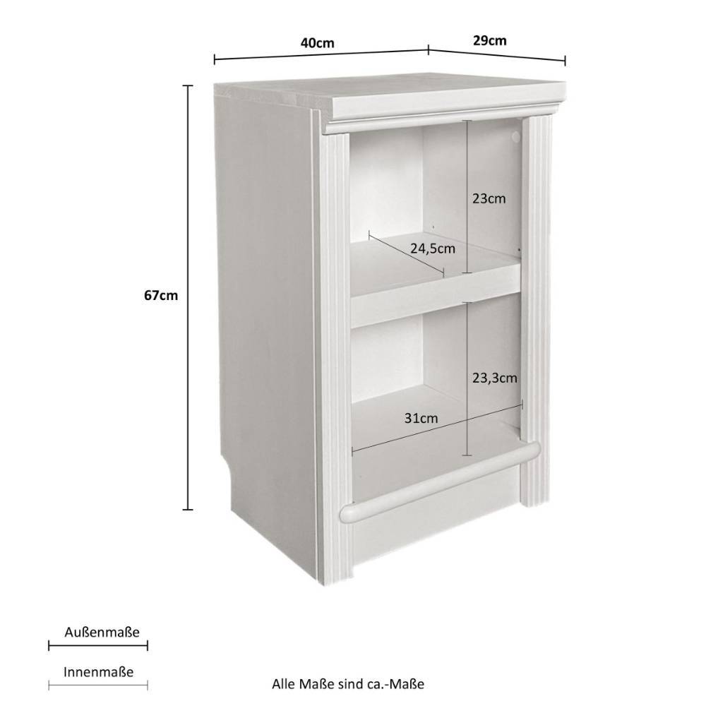 Regal in Kiefer Natur mit detaillierten Maßen und Abmessungen – Snog