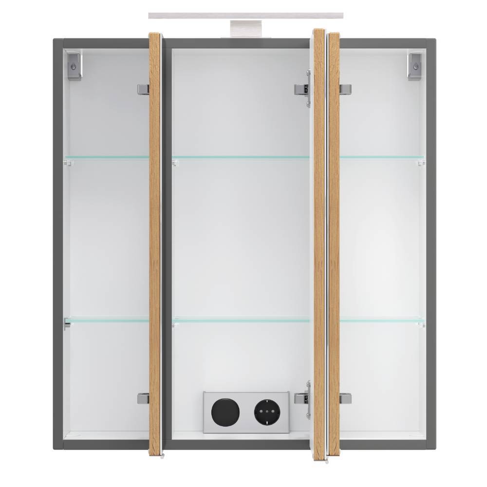 60cm Badezimmer-Spiegelschrank in Mattgrau - Reill