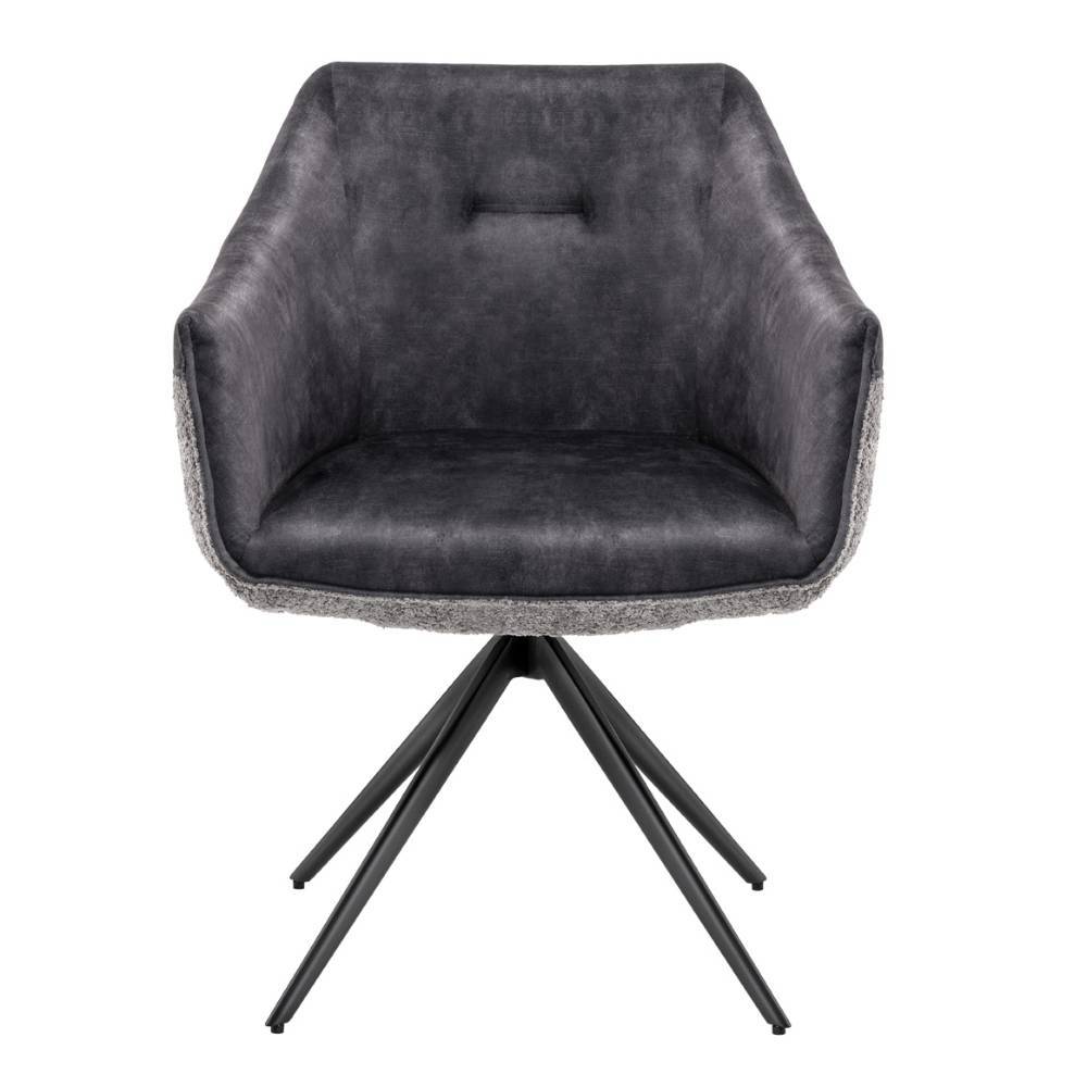 Esstisch-Sessel in Dunkelgrau Material-Mix - Chiak