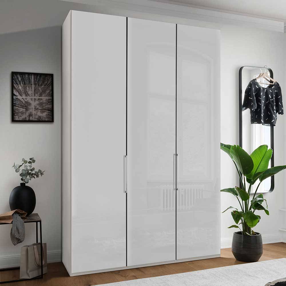2-türiger Kleiderschrank glasbeschichtet in Weiß mit 1,50 m Breite