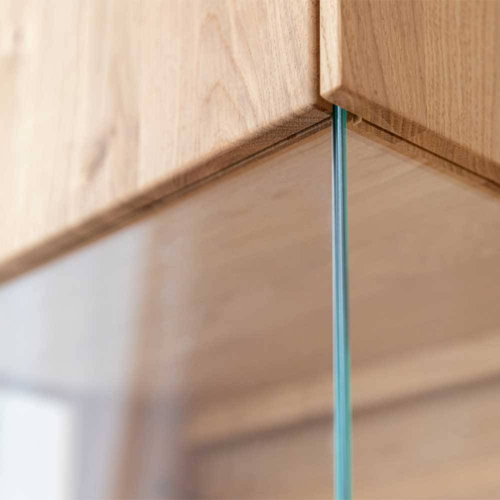 Eichenholz Hängevitrine mit Hirnholz Applikation - Deruta