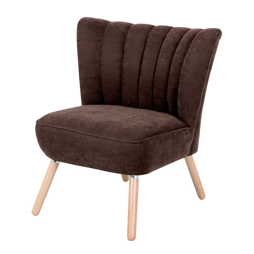 Velours Polstersessel in Braun - Darius
