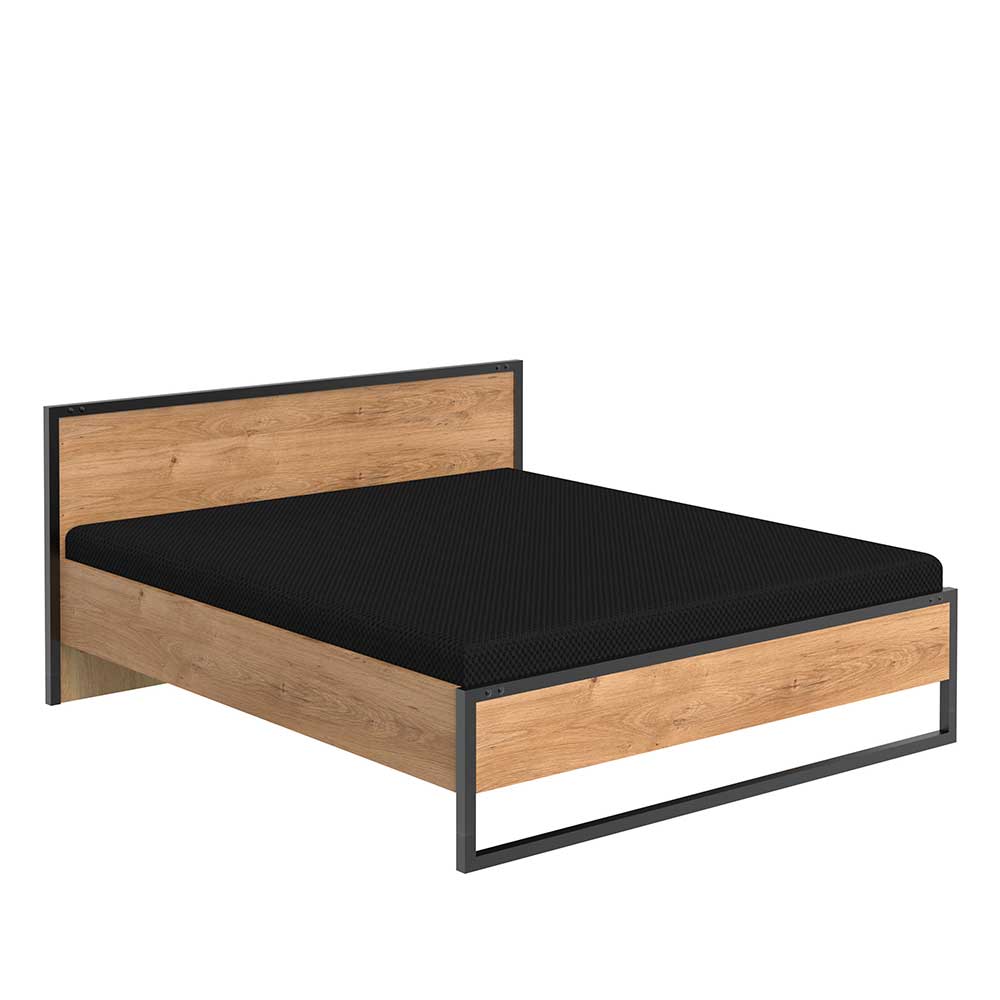 Industrial Doppelbett in Plankeneiche NB - Bram