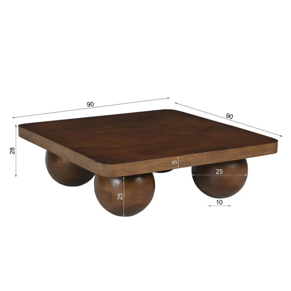 90x90 Couchtisch mit vier Kugelfüßen - Tanky