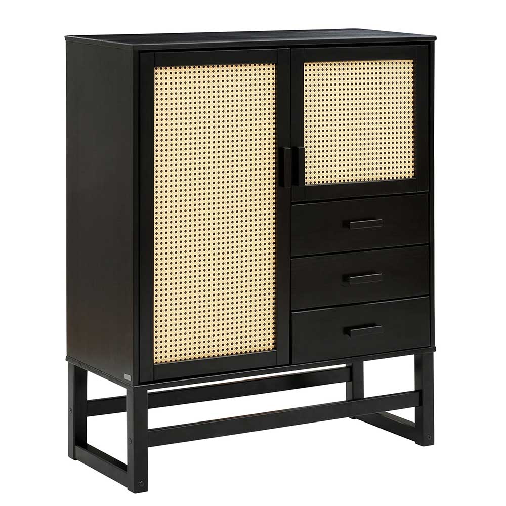 Dunkelbraunes Highboard mit Wiener Geflecht - Santiana