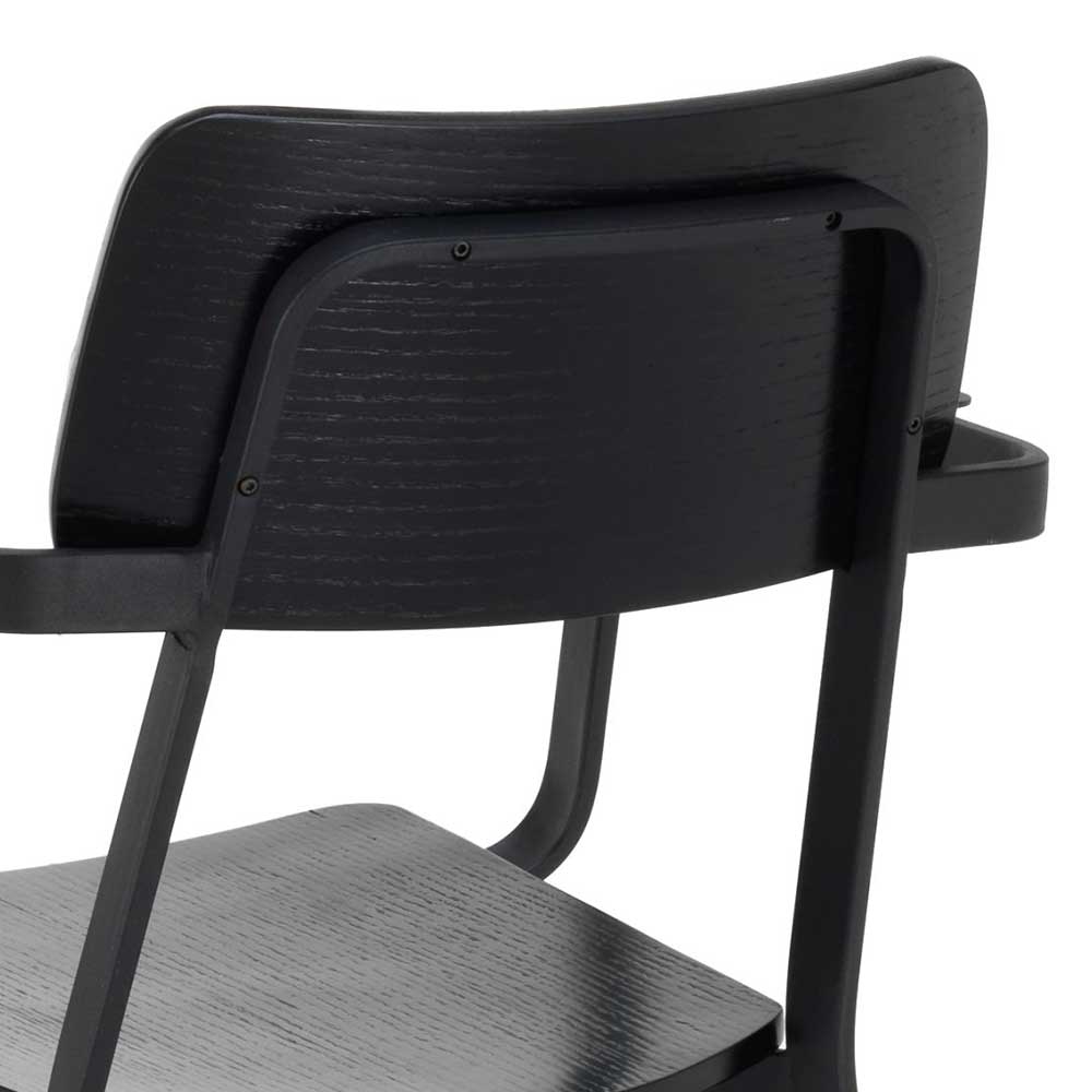 Schwarze Designstühle mit Armlehnen - Lejadro (4er Set)