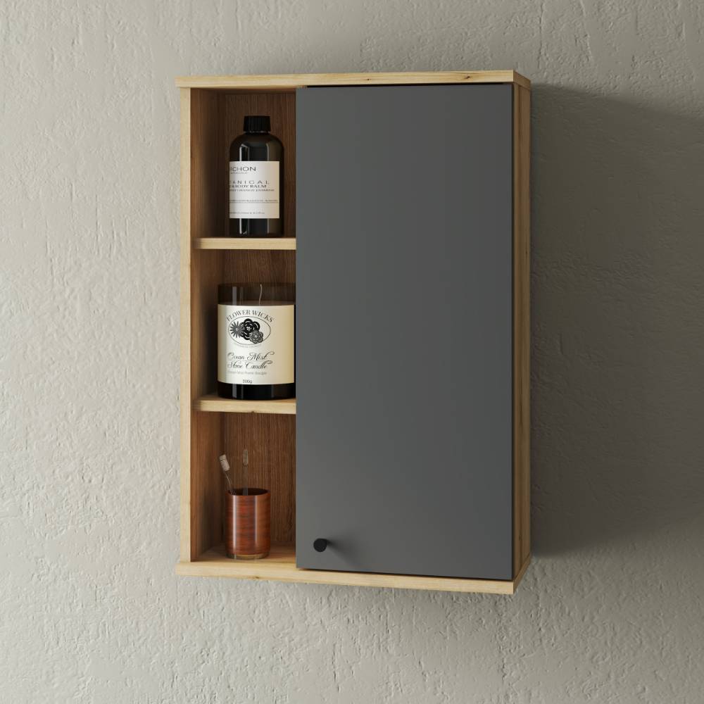 Badezimmer Hängeschrank in Grau - Niniana