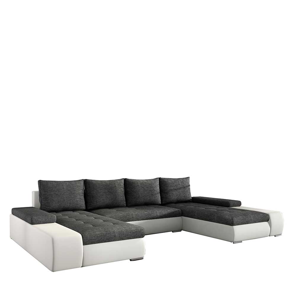 U-Design Wohnlandschaft in Dunkelgrau und Weiß - Alfonosso