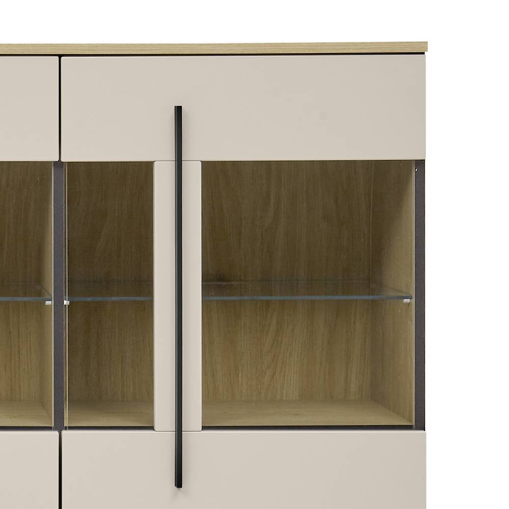 160cm breites Highboard mit Glas-Einsätzen - Raisa