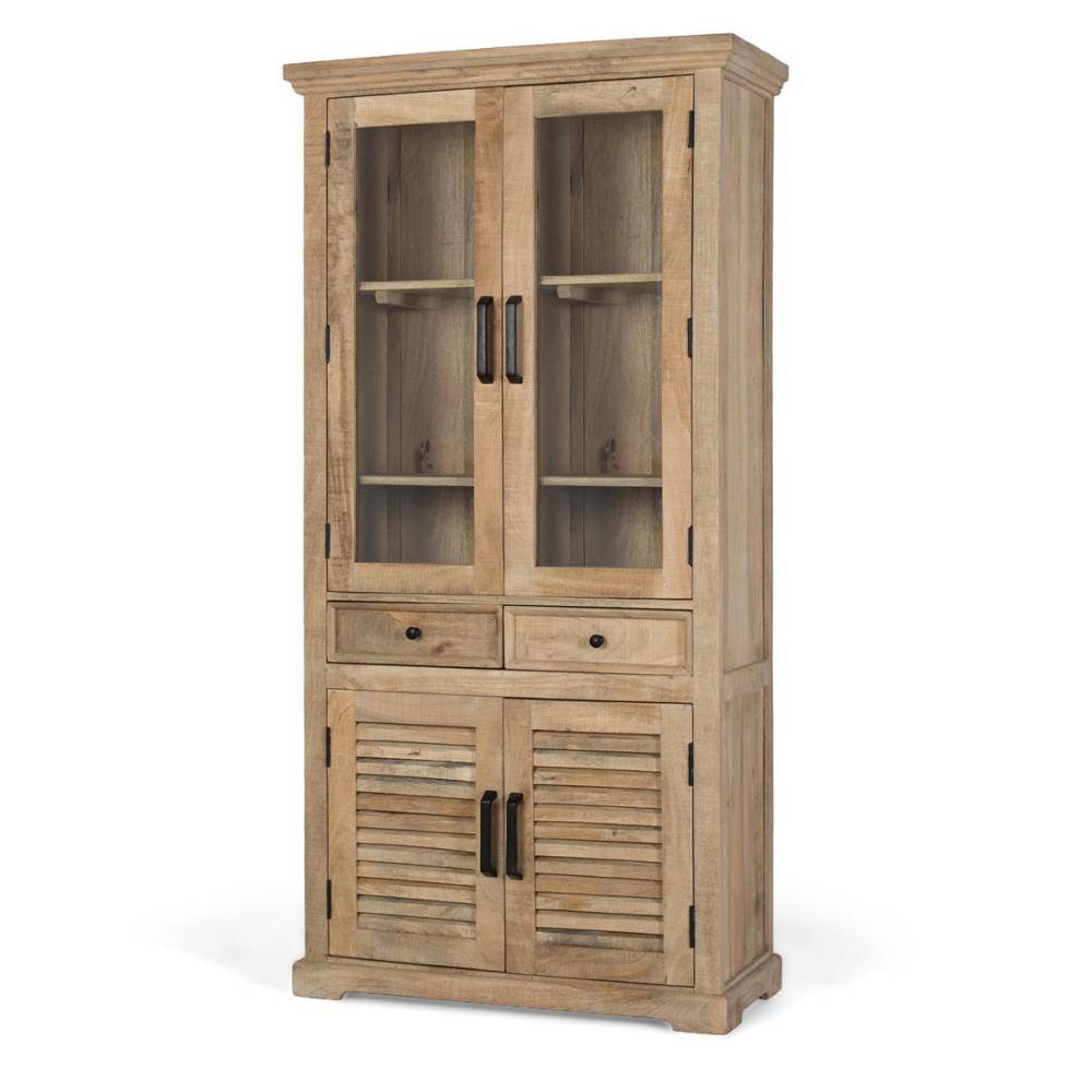 Küchen Vitrinenschrank aus Mangobaum Massivholz - Ajama