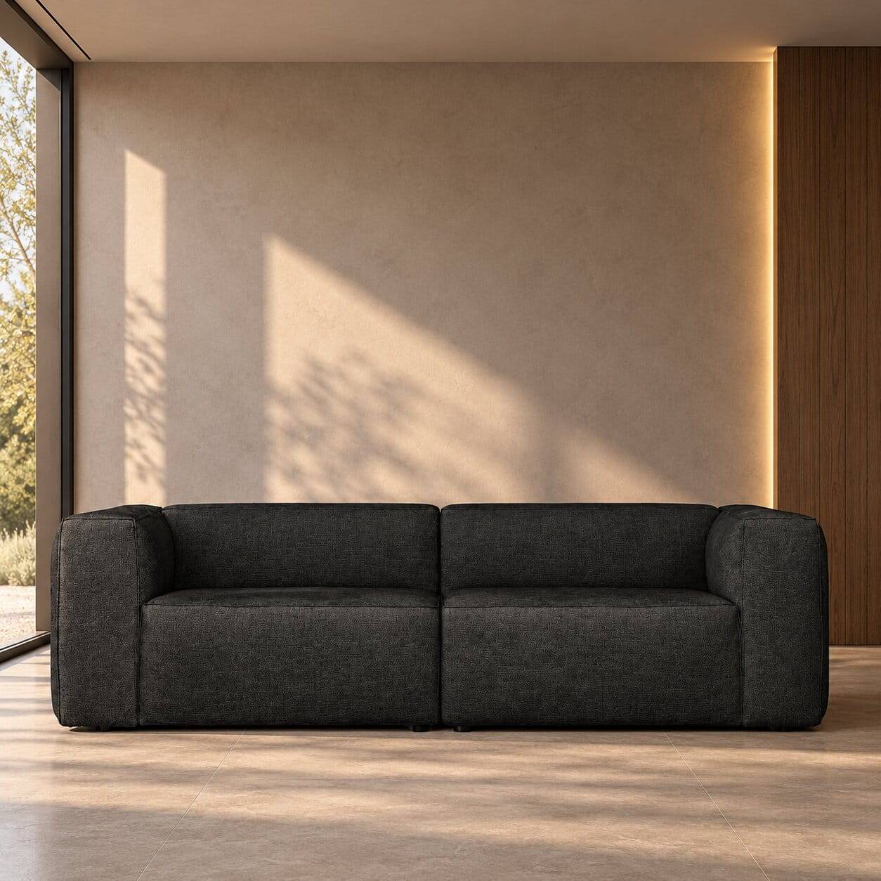 Couch aus Strukturstoff in Dunkelgrau - Filigrano