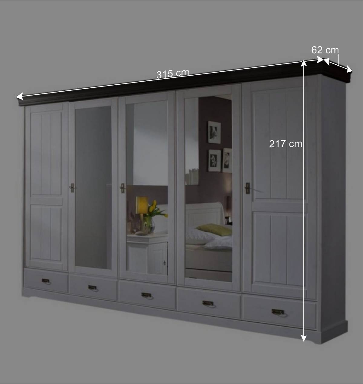 Schlafzimmer Kleiderschrank Pisino mit Spiegeltüren