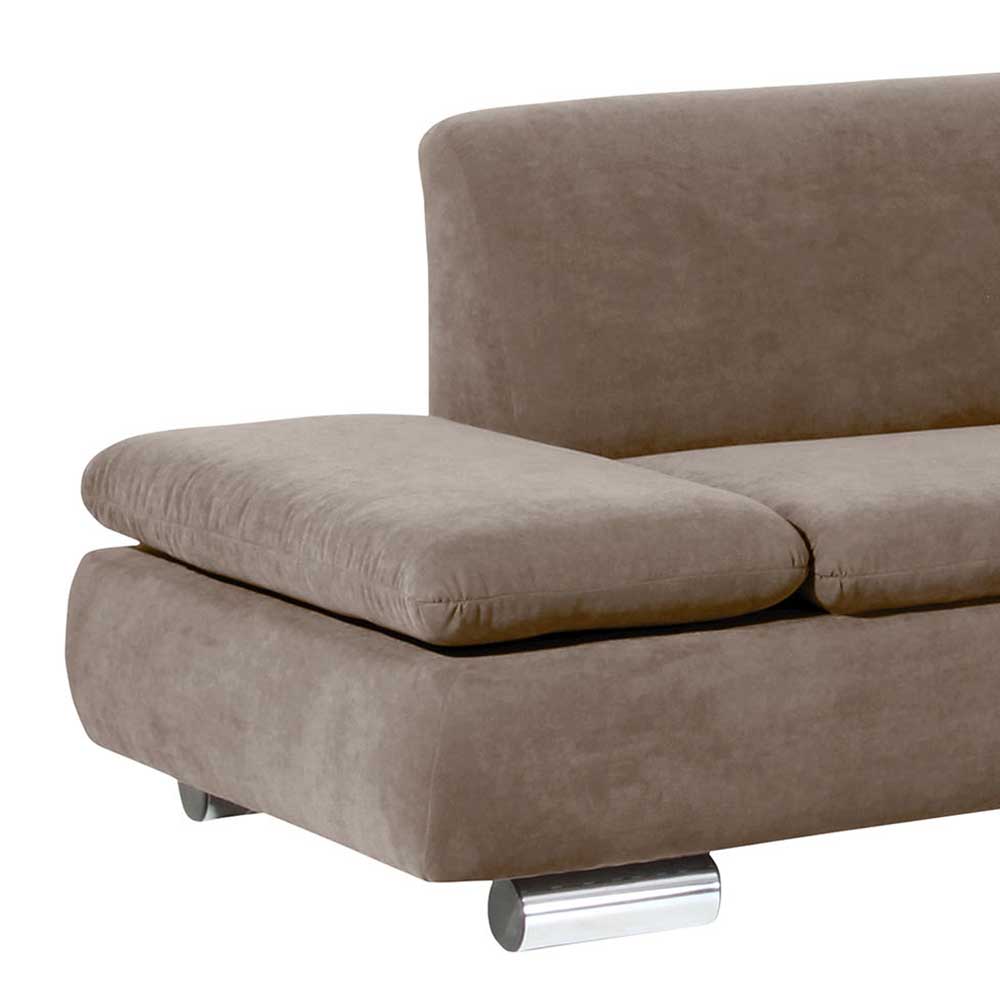 Dreisitzer Eckcouch in Beigegrau mit Chrom - Hayley