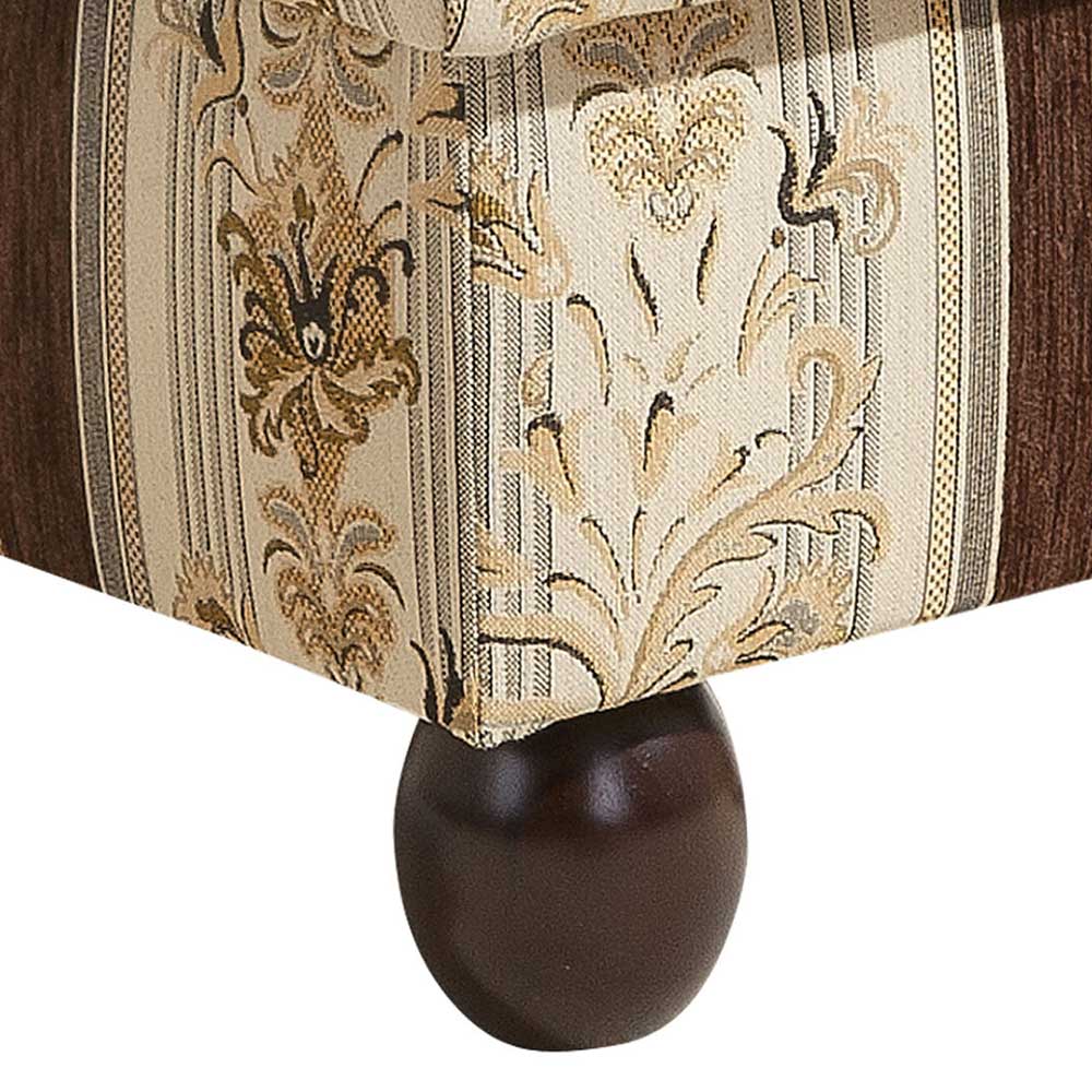 Gestreifter Hocker aus Chenille Beige Braun - Etrinas