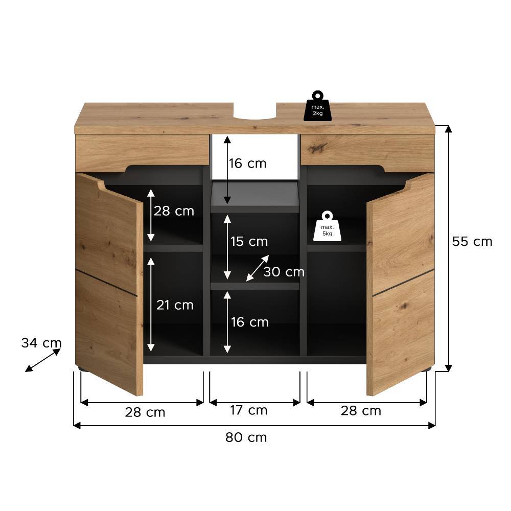 Bad Unterbeckenschrank in Wildeiche - Norja