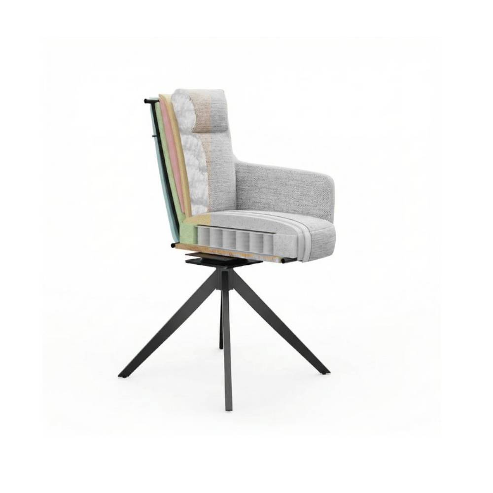 Chenille Tischsessel mit Drehfunktion - Lakeside (2er Set)