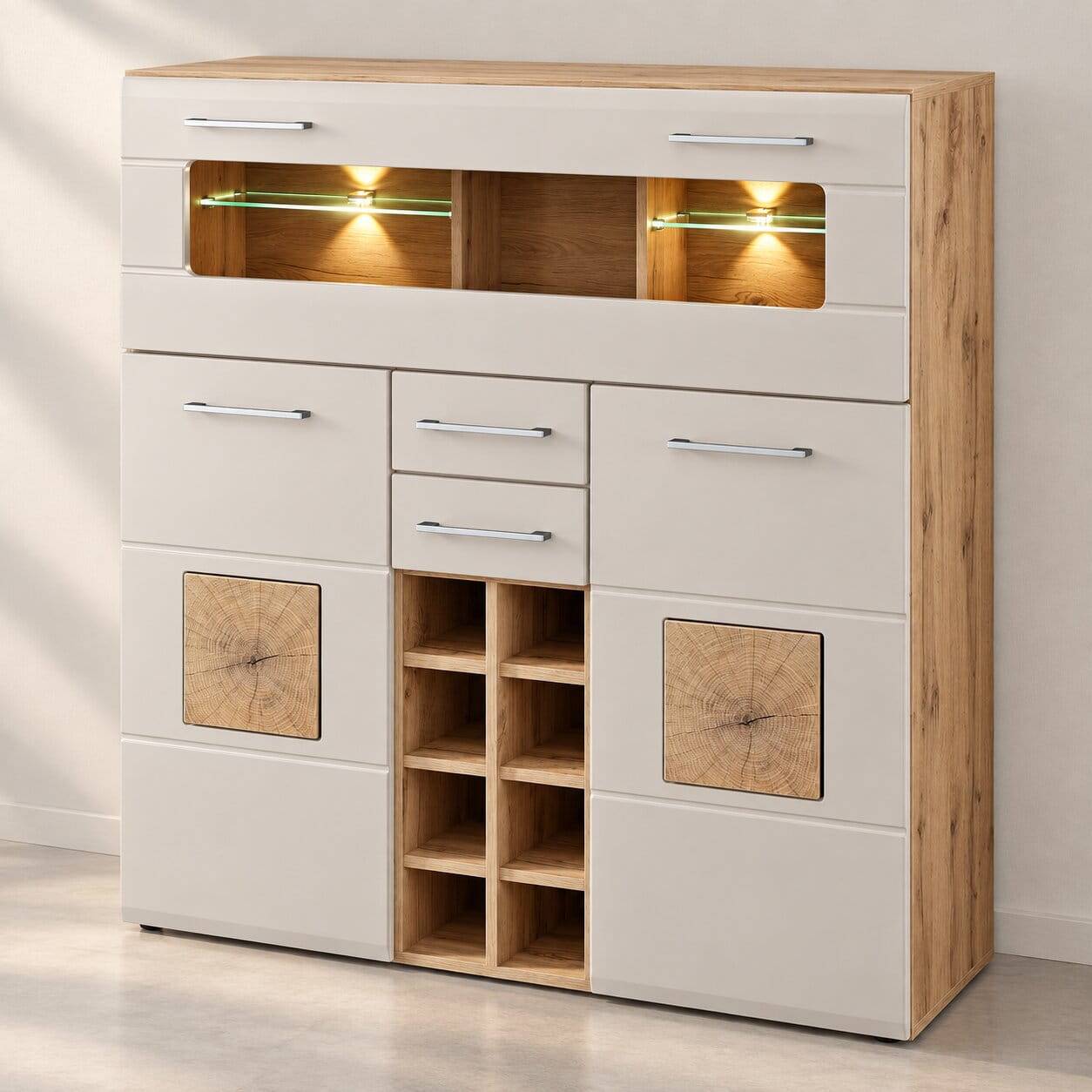 Barschrank in Altholz Optik und Mattgrau - Gemta