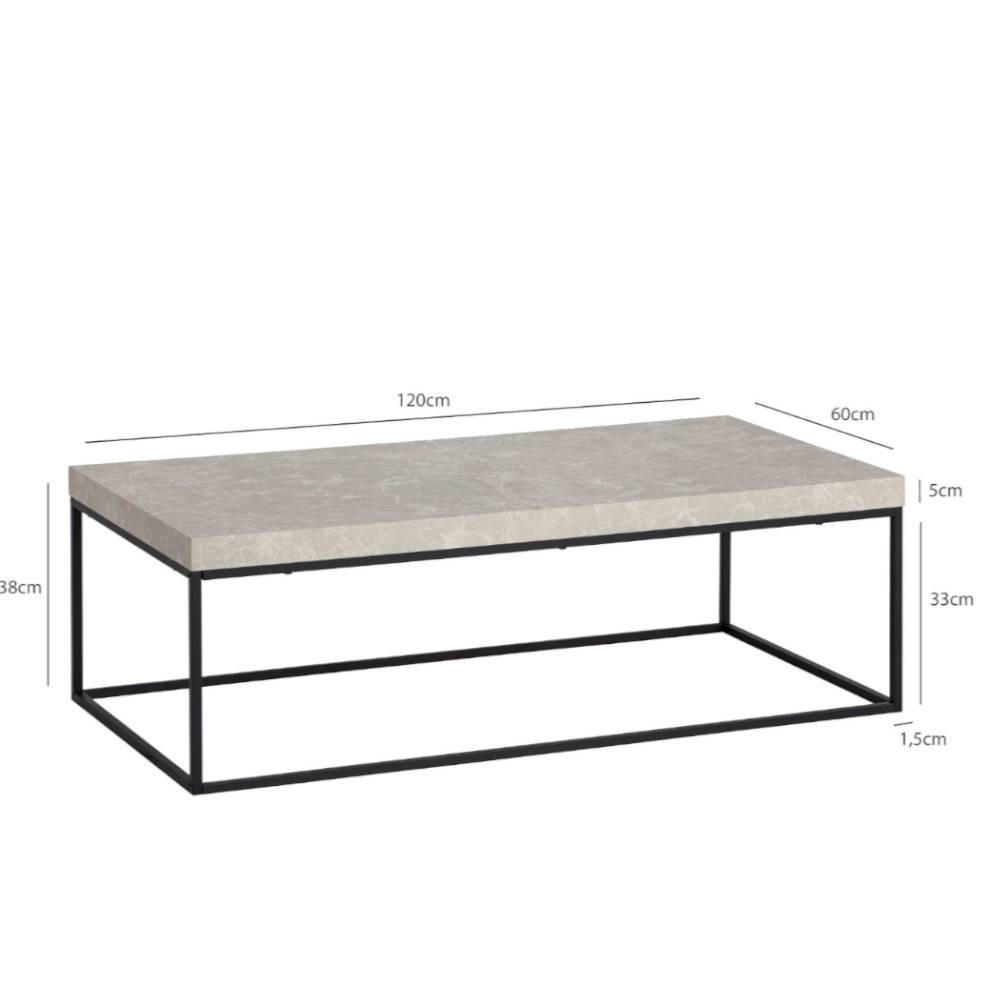 Wohnzimmer Tisch in Steinoptik Beigegrau - Flura