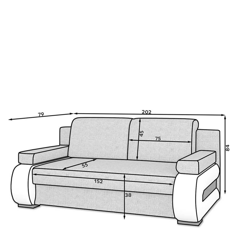 Federkerncouch in Schwarzbraun und Weiß - Javena