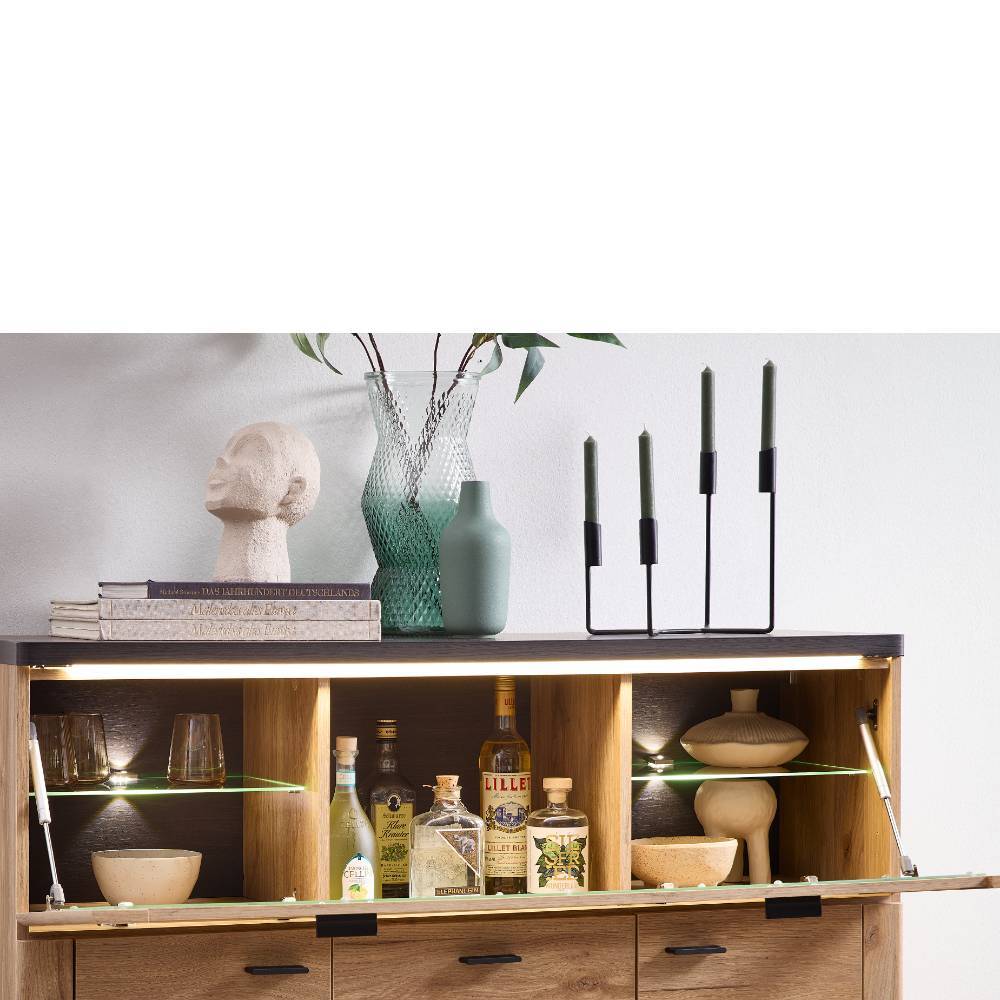 Barschrank Highboard 128 cm breit - Zorro