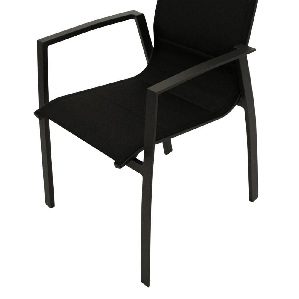 Gartenstühle mit Armlehnen in Schwarz - Dorianos (4er Set)